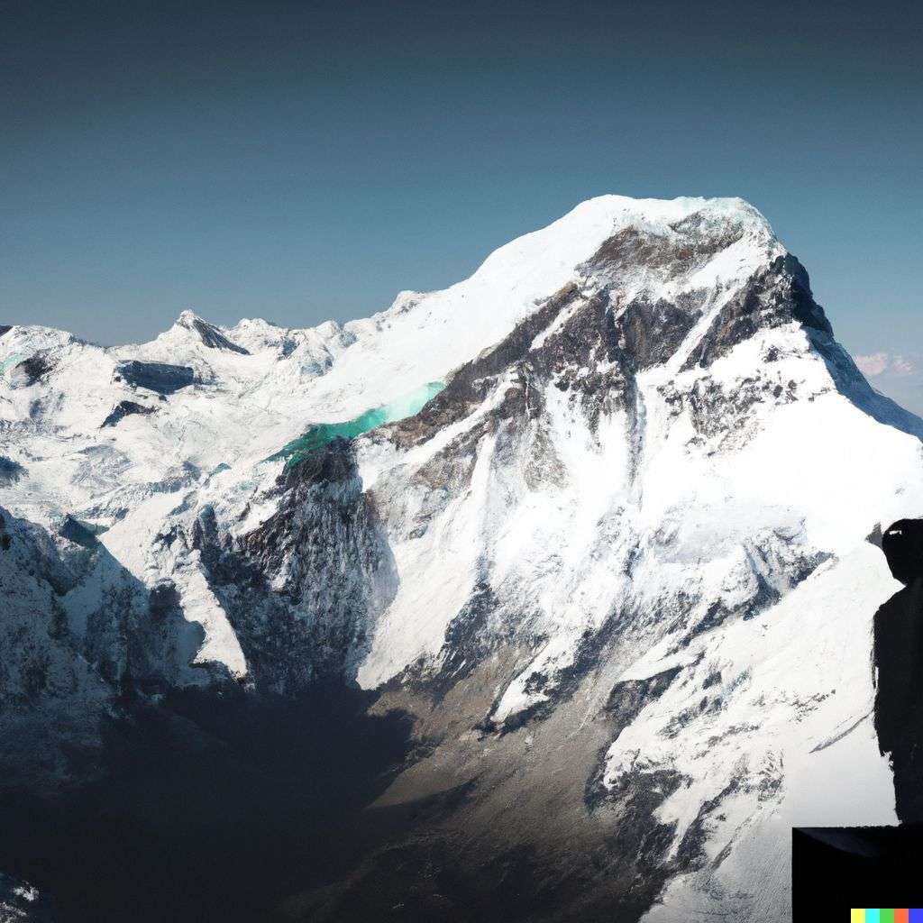 someone gazing at Mount Everest, digital art, 3D style